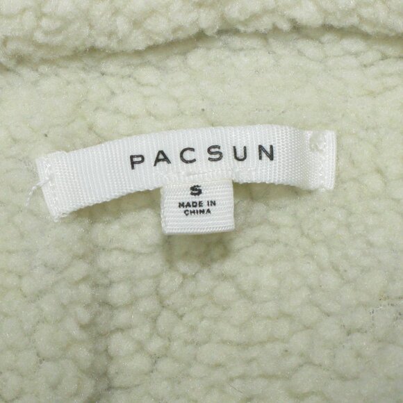 PacSun Army Green Corduroy Sherpa Lined Trucker Jacket Faux Fur Oversized Small - Picture 6 of 6